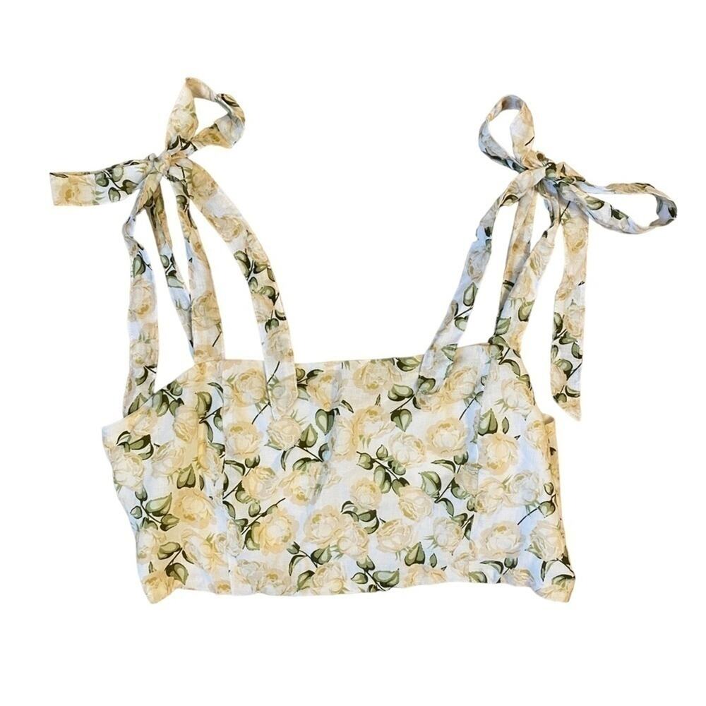 Summer Festival Crop Amable by Mable Floral Crop Yellow Cream Large Boutique